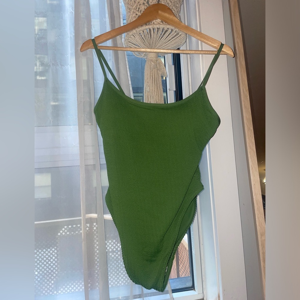 H&M Green Ribbed One-Piece Swimsuit
